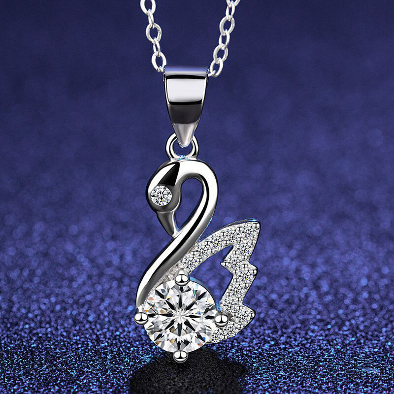 Silver Plated Crystal Studded Swan inspired Anti Tarnish Pendant