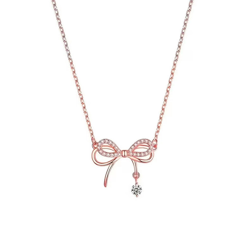 Rose Gold Plated American Diamond Studded Infinity Shape Korean Pendant