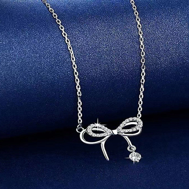 Silver Plated American Diamond Studded Infinity Shape Korean Pendant