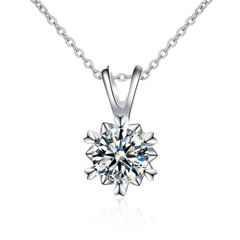 Silver Plated American Diamond Studded Rown Contemporary Pendant