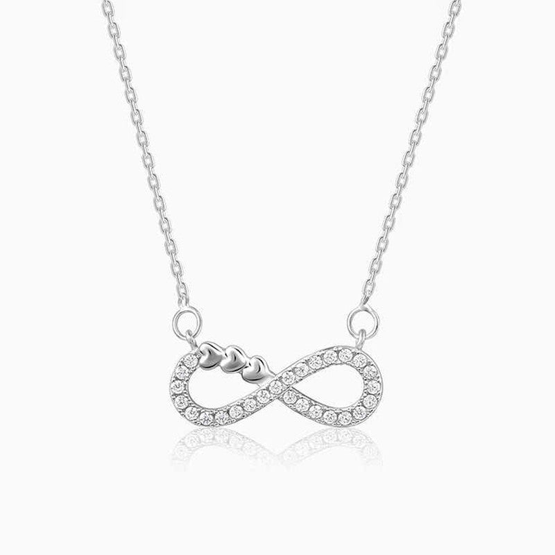 Silver Plated American Diamond Studded Infinity Shape Pendant
