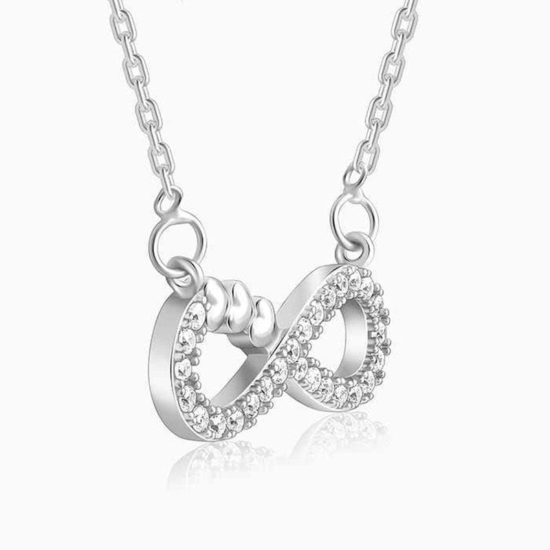 Silver Plated American Diamond Studded Infinity Shape Pendant