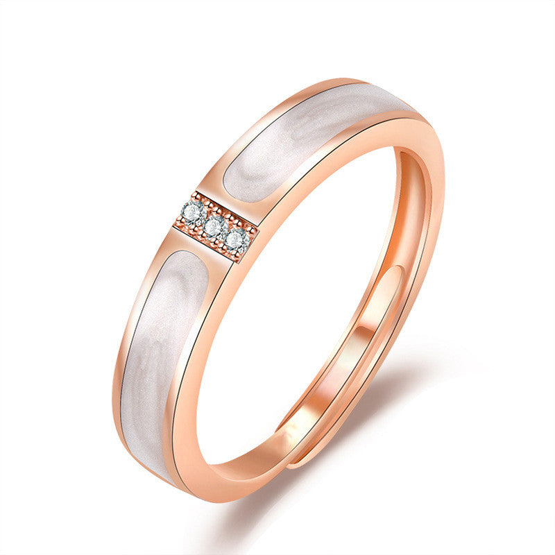 Rose Gold Plated American Diamond Studded Contemporary Korean Finger Ring