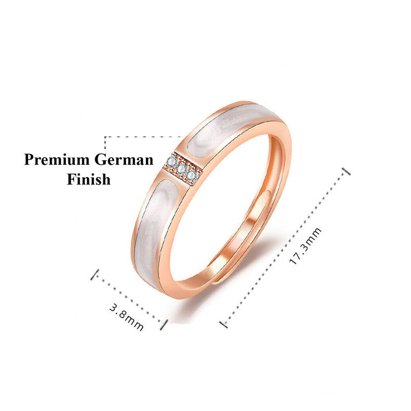 Rose Gold Plated American Diamond Studded Contemporary Korean Finger Ring