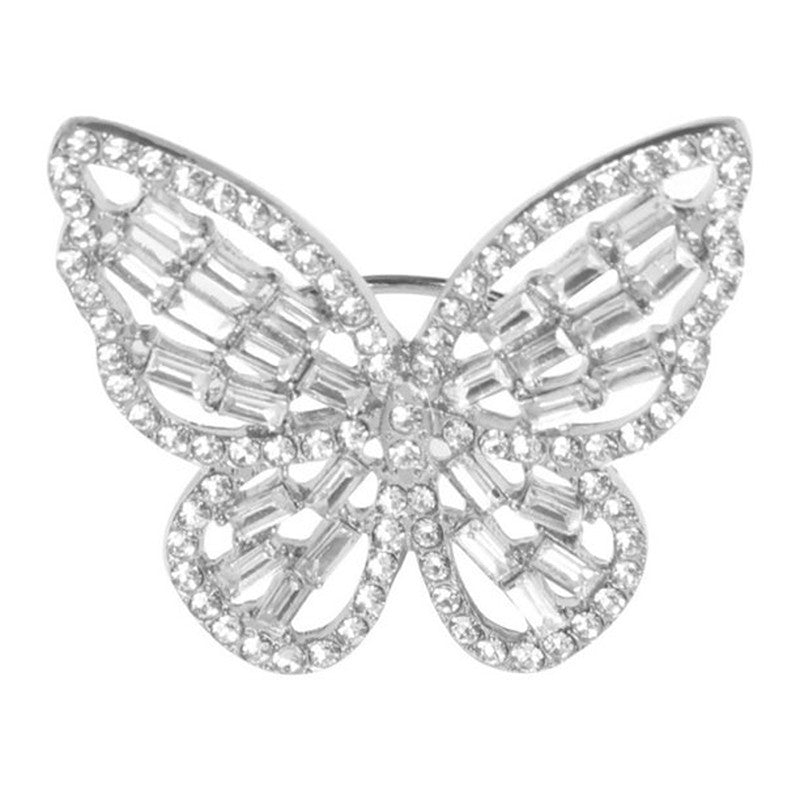 Silver Plated Butterfly Inspired Stone Studded Cocktail Ring For Women