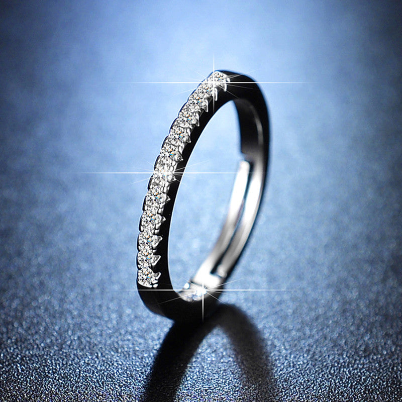 Silver Plated American Diamond Studded Anti Tarnish Contemporary Adjustable Round Finger Ring