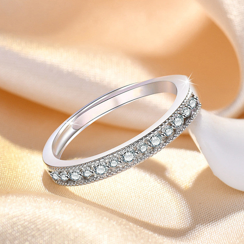 Silver Plated American Diamond Studded Contemporary Korean Finger Ring