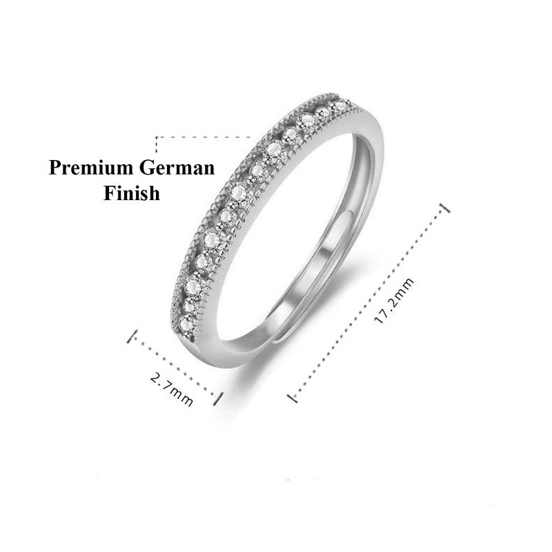 Silver Plated American Diamond Studded Contemporary Korean Finger Ring