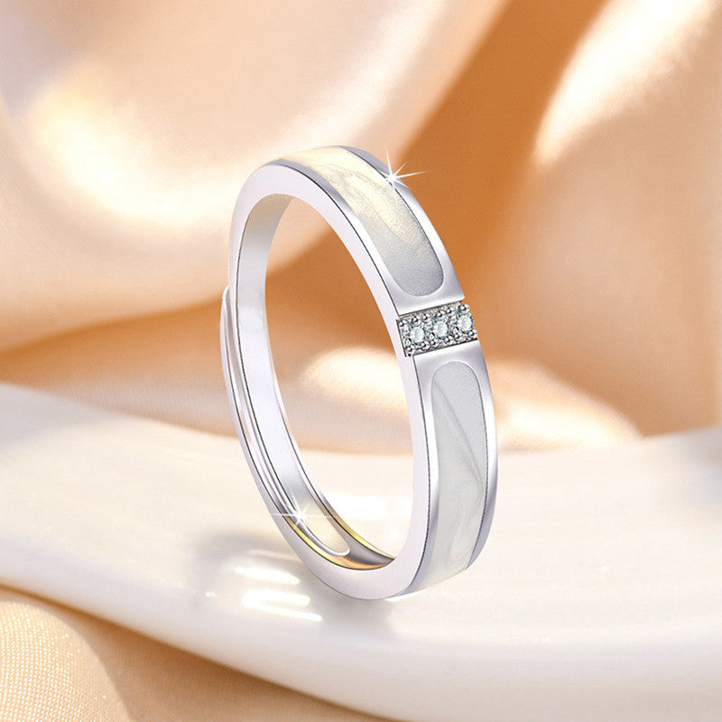 Silver Plated American Diamond Studded Contemporary Korean Finger Ring