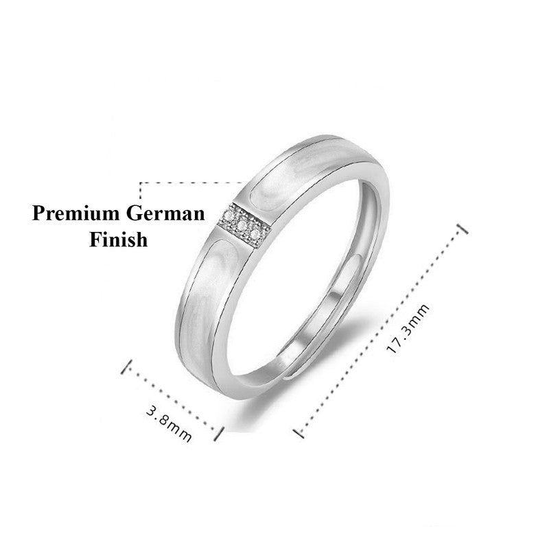 Silver Plated American Diamond Studded Contemporary Korean Finger Ring