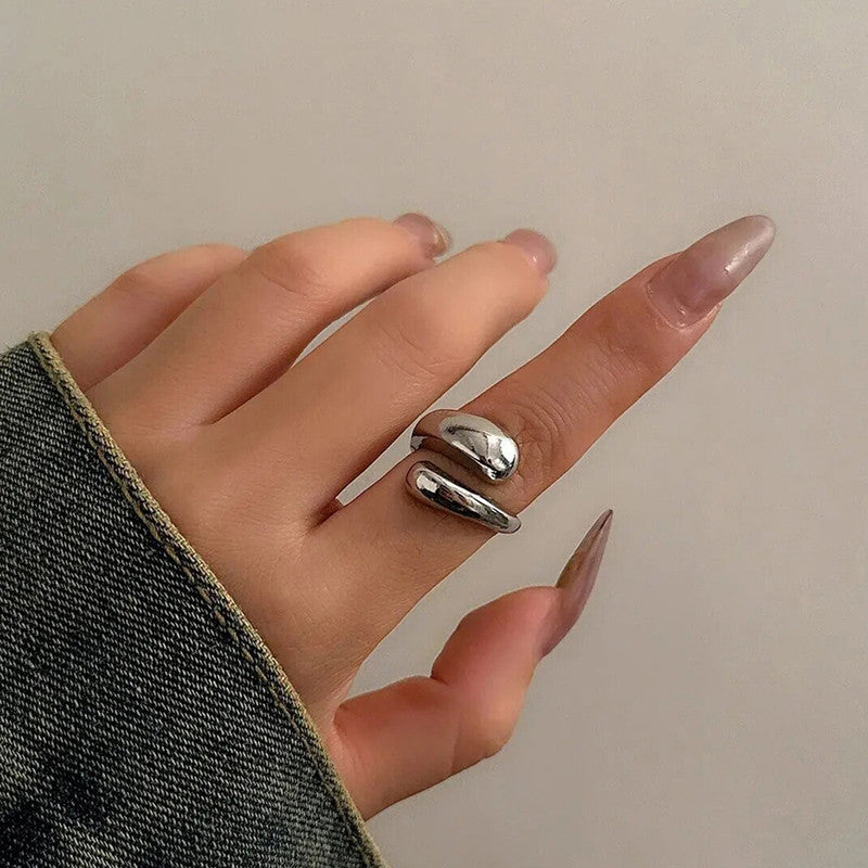 Trending Silver Plated Assymmetrical Finger Ring