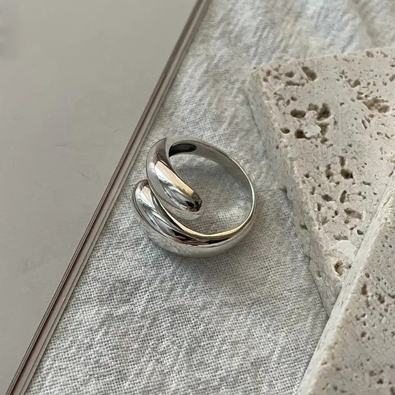 Trending Silver Plated Assymmetrical Finger Ring