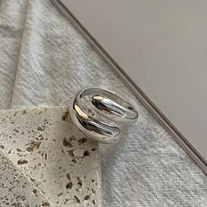 Trending Silver Plated Assymmetrical Finger Ring