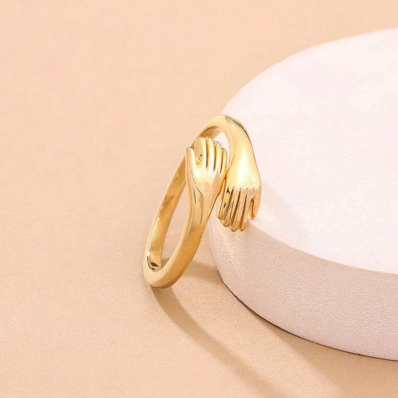 Buy Gold-Plated Hug Shaped Adjustable Hug Day Finger Ring in Bulk at ...